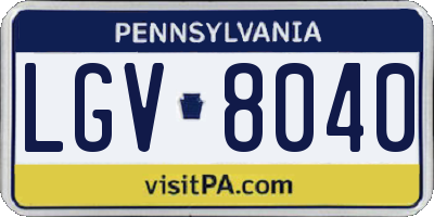 PA license plate LGV8040