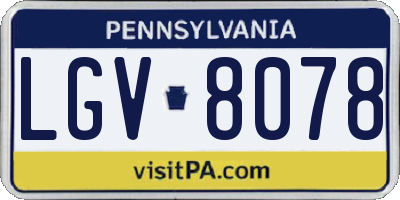PA license plate LGV8078