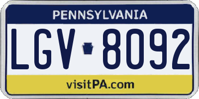 PA license plate LGV8092