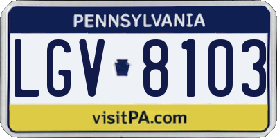 PA license plate LGV8103