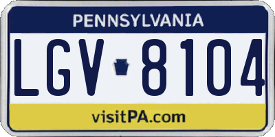 PA license plate LGV8104