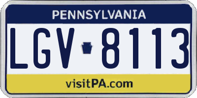 PA license plate LGV8113