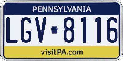 PA license plate LGV8116