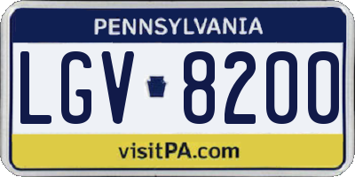PA license plate LGV8200