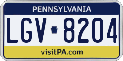 PA license plate LGV8204
