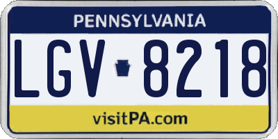 PA license plate LGV8218