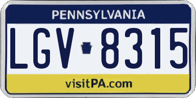 PA license plate LGV8315