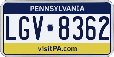 PA license plate LGV8362