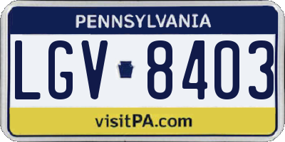 PA license plate LGV8403