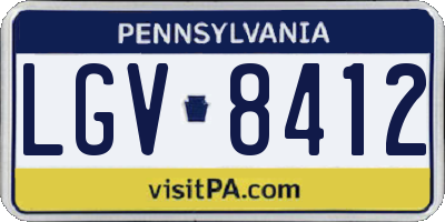 PA license plate LGV8412