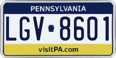 PA license plate LGV8601