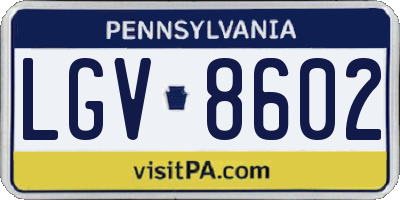 PA license plate LGV8602