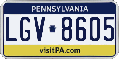 PA license plate LGV8605