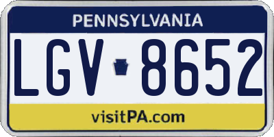 PA license plate LGV8652