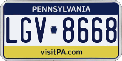 PA license plate LGV8668