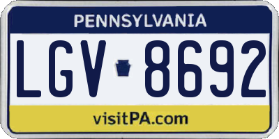PA license plate LGV8692