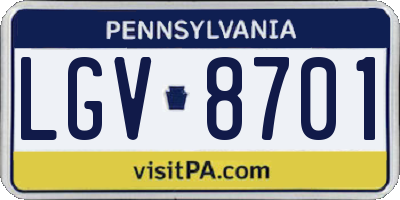 PA license plate LGV8701