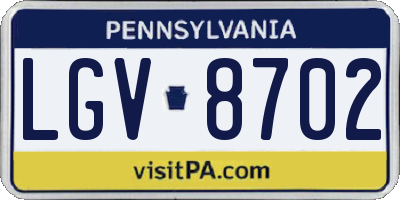 PA license plate LGV8702
