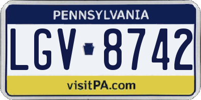 PA license plate LGV8742