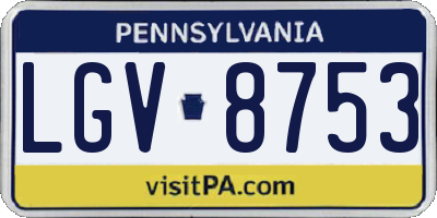 PA license plate LGV8753