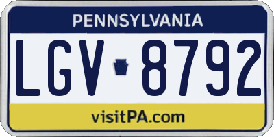 PA license plate LGV8792