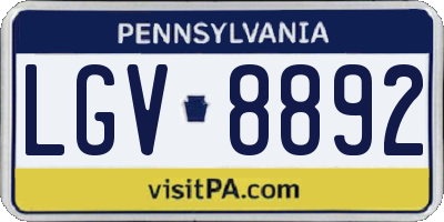 PA license plate LGV8892