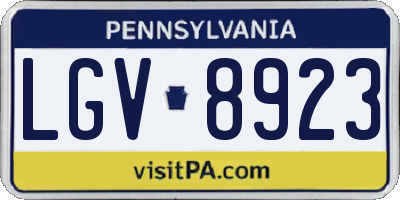 PA license plate LGV8923
