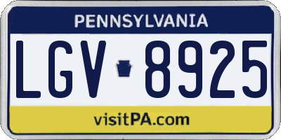 PA license plate LGV8925