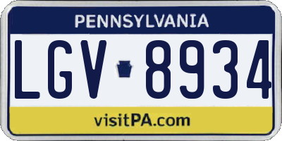 PA license plate LGV8934