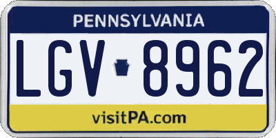 PA license plate LGV8962