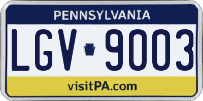 PA license plate LGV9003