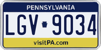 PA license plate LGV9034