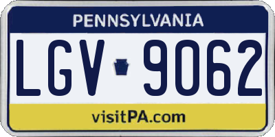 PA license plate LGV9062