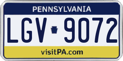 PA license plate LGV9072