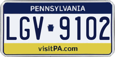 PA license plate LGV9102
