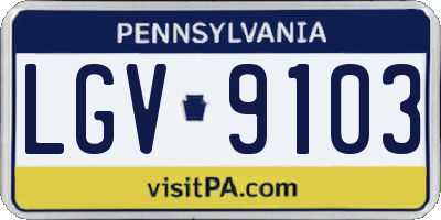 PA license plate LGV9103