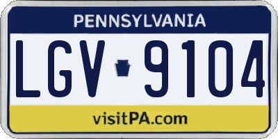PA license plate LGV9104
