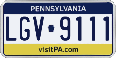 PA license plate LGV9111