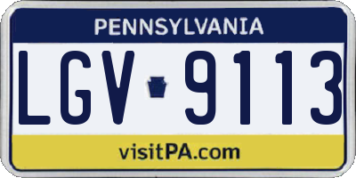 PA license plate LGV9113