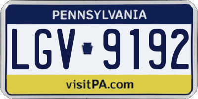 PA license plate LGV9192