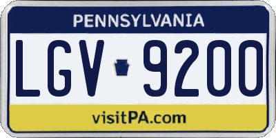 PA license plate LGV9200