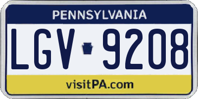 PA license plate LGV9208