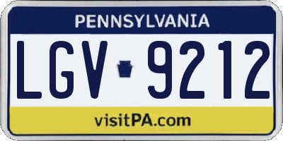 PA license plate LGV9212