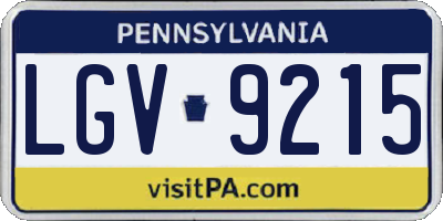 PA license plate LGV9215