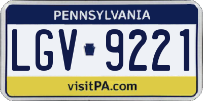 PA license plate LGV9221