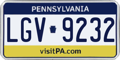 PA license plate LGV9232