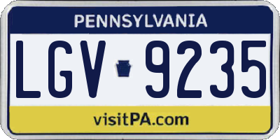 PA license plate LGV9235