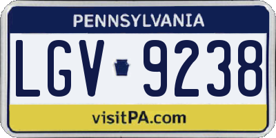 PA license plate LGV9238