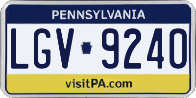 PA license plate LGV9240