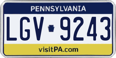 PA license plate LGV9243